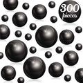 300Pcs Black Polished No Hole Faux Pearl Beads by Cusmation