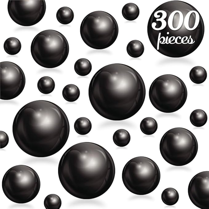300Pcs Black Polished No Hole Faux Pearl Beads by Cusmation