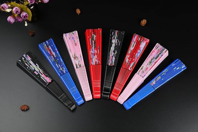HUNANBANG 4 Pcs Oriental Flowers Japanese Folding Hand Fans Spanish Church - Image 8