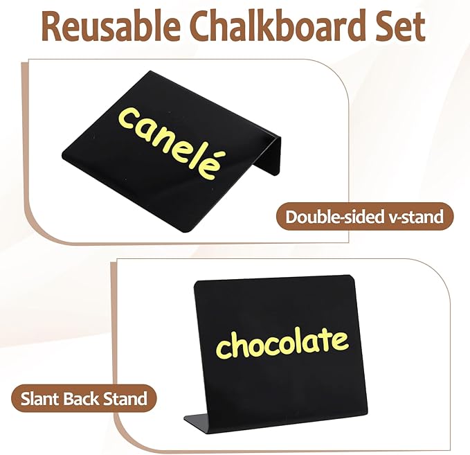 50Pcs Food Labels for Party Buffet PVC Erasable Writing Pad Mini Chalkboard - Image 4