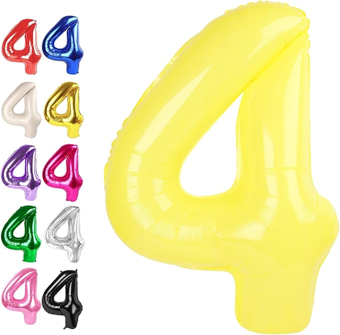 Number Balloon 4 Yellow Macaron by Upgesy