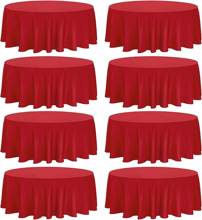 8 Pack Round Tablecloth 70 Inch Red Round Table Covers Bulk Washable Polyester by Fivenl