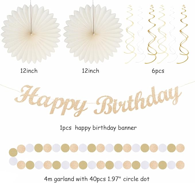 Champagne-Gold Beige 16 Happy Birthday Party-Decorations - Image 2