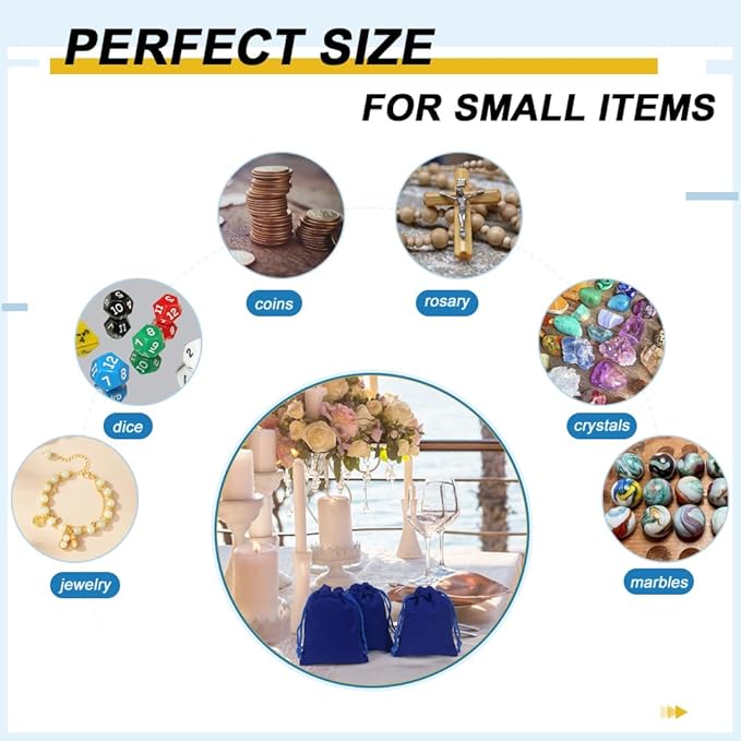 Shintop 50pcs velvet Jewelry bags, 3x4inch Blue Little Gift pouches Drawstring - Image 5