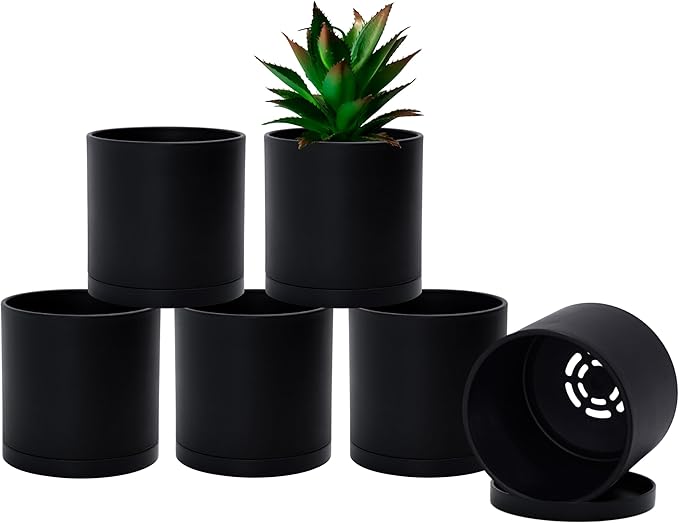 D'vine Dev 6 Pack 4 Inch Modern Plastic Plant Pots, Small Garden Planters by DvineDevPlanterPotsandStand