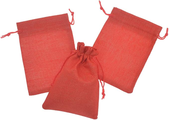 20pcs Burlap Bags with Drawstring, 2.7x3.5 Inch Red Jute Gift Bag Bulk - Image 3