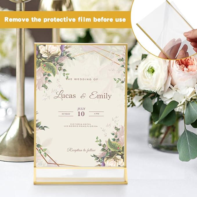 12 Pack Gold Acrylic Sign Holder 5 x 7 inch, Double Sided Gold Picture Frame - Image 5
