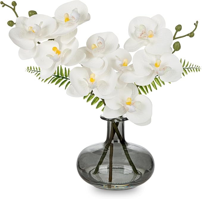 White Orchids Artificial Flowers by Oairse