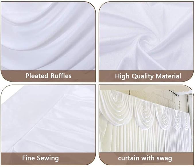 MYOYAY Luxury Ice Silk Backdrop Curtains 10x10ft Wedding Stage Backdrop Drapes - Image 3
