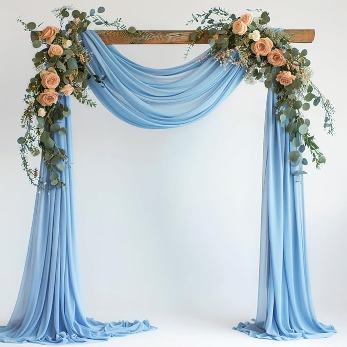 Wokceer Wedding Arch Draping Fabric 28.7" x 20FT Dusty Blue Drapes Sheer Fabric by Wokceer
