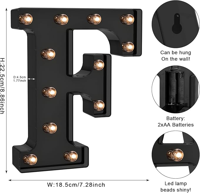 Foaky Black LED Letter Lights for Room Decor - Image 2