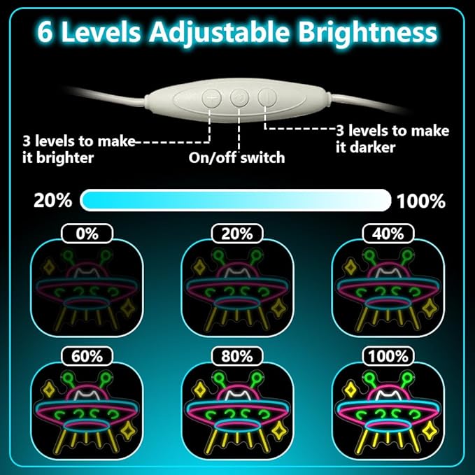 UFO Neon Sign, Cat Dimmable LED Light Signs - Image 8