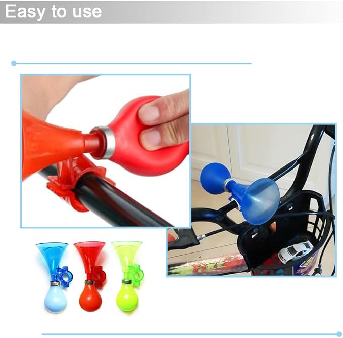 3 Pcs Bike Horn Kids Air Horn Clown Horn Hand Held Plastic Scooter Bicycle Bell - Image 3
