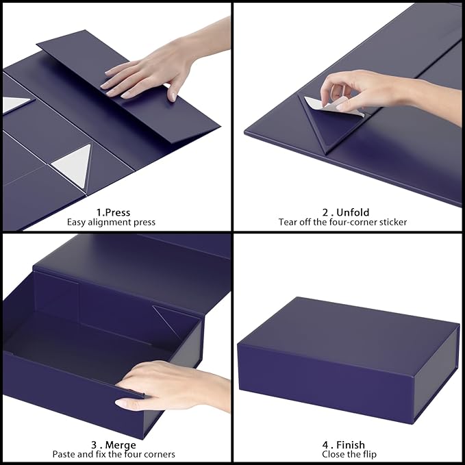 Blue Gift Boxes 11.9" x 8.5" x 3.3" - Image 3