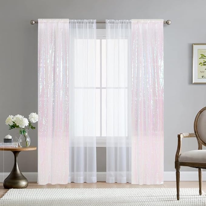 SquarePie Sequin Backdrop 2FTx8FT Iridescent 2pcs Curtain Background - Image 5
