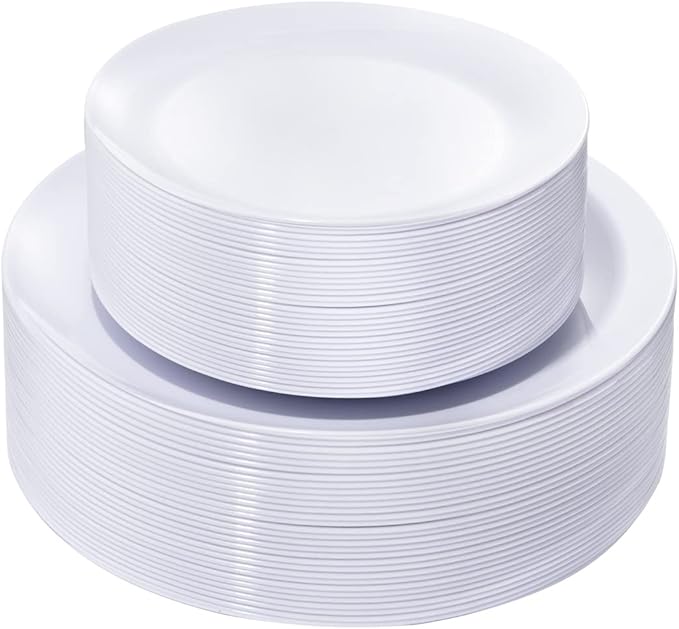 KIRE 60PCS White Disposable Plates by KIRE