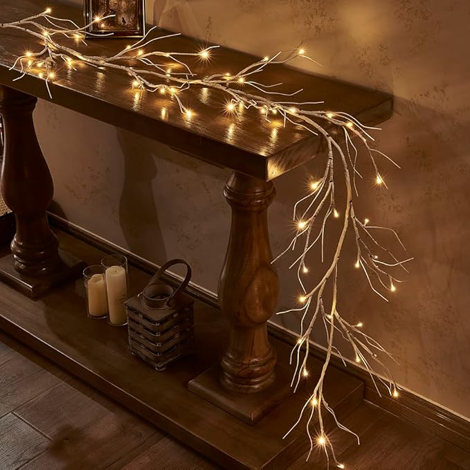 Hairui Birch Garland with Lights 6FT 48 LED Battery Operated, Lighted Twig Vine - Image 3