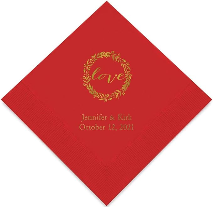 Weddingstar Personalized Printed Paper Napkins 3-Ply 50 Pack by WEDDINGSTAR
