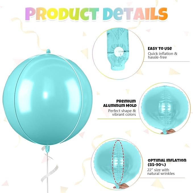 Giant 4D Foil Balloons, 22 Inch Big Round Foil Balloon - Image 4