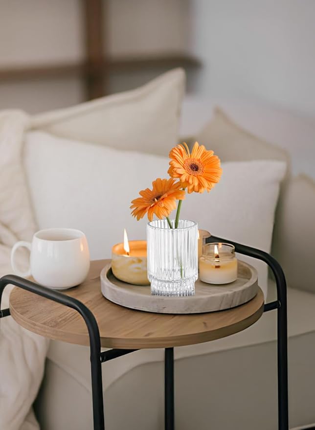 Serene Spaces Living Ribbed Glass Votive Holders – Elegant Pleated Candle - Image 3