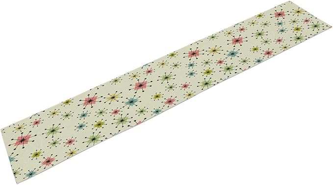 Mid Century Table Runner, Flag Retro Atomic Starburst 1950s Abstract Geometric - Image 2