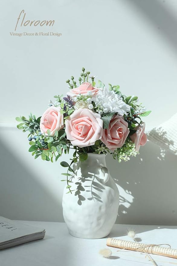 Floroom Artificial Flowers 25pcs Real Looking Blush Heirloom Foam Fake Roses - Image 5
