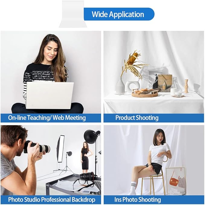 HEMMOTOP White Photo Backdrop, 6x9 ft White Background - Image 7