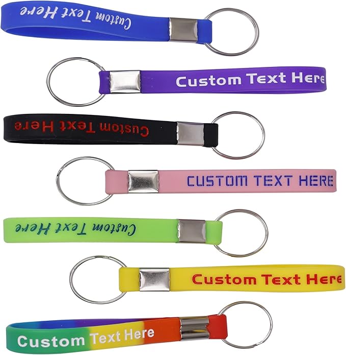 50 Custom Keychains Silicone Personalized Keyrings Customized Bulk - Image 4
