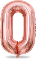 40" Rose Gold Number 0 Balloon for Girls, Large Self Inflating Helium Foil by Lingqiang