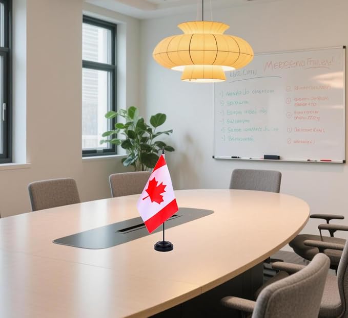 Canada Desk Flag 12" Solid Pole Deluxe Set Canadian Flags Banner Mini Small - Image 6