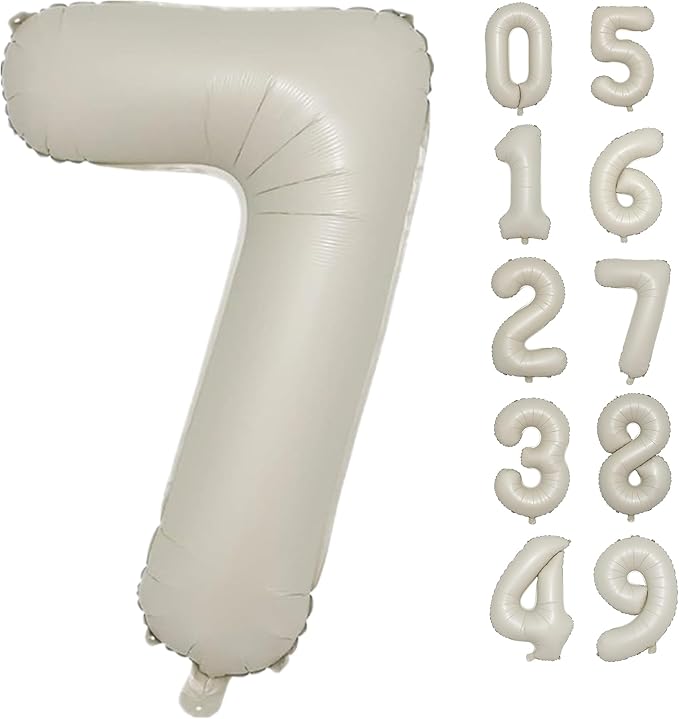 40 Inch Cream White Number 7 Balloon Mylar Big Foil Helium Number 17 27 77 by Lnhiya