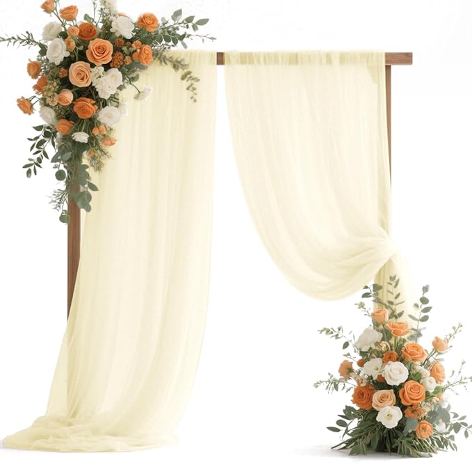 VOK Wedding Arch Draping Fabric Chiffon Fabric, 29in x 18Ft 2 Panels Sheer by VOK