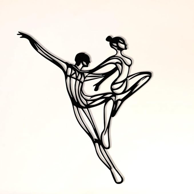 Wita Home Dancing Couple Metal Wall Art, Modern Minimalist Line Art Sculpture - Image 2