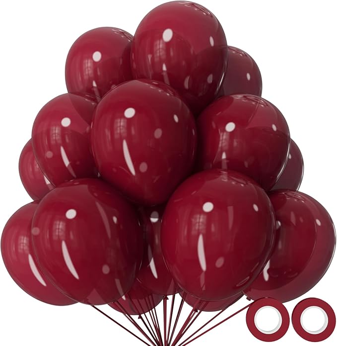 110pcs Burgundy Red Balloon 12 Inch, Burgundy Red Latex Balloons by KUULBELA