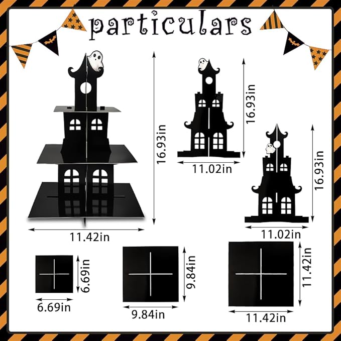 3-Tier Halloween Cupcake Stand Tower Halloween Castle Cake Stand Halloween - Image 2