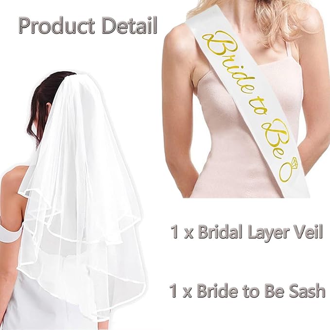 4PCS Bride To Be Sash and Veil - Image 3