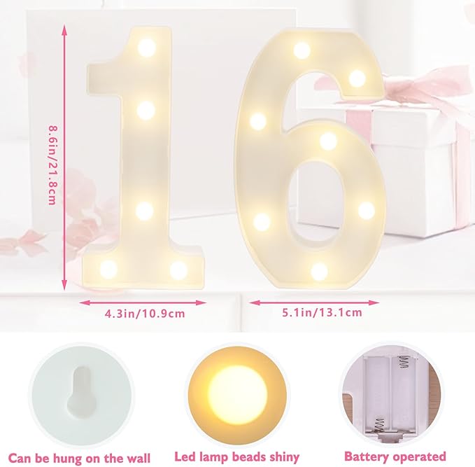 LED Marquee Letter Lights, Decorative Light Up Numbers - Image 2
