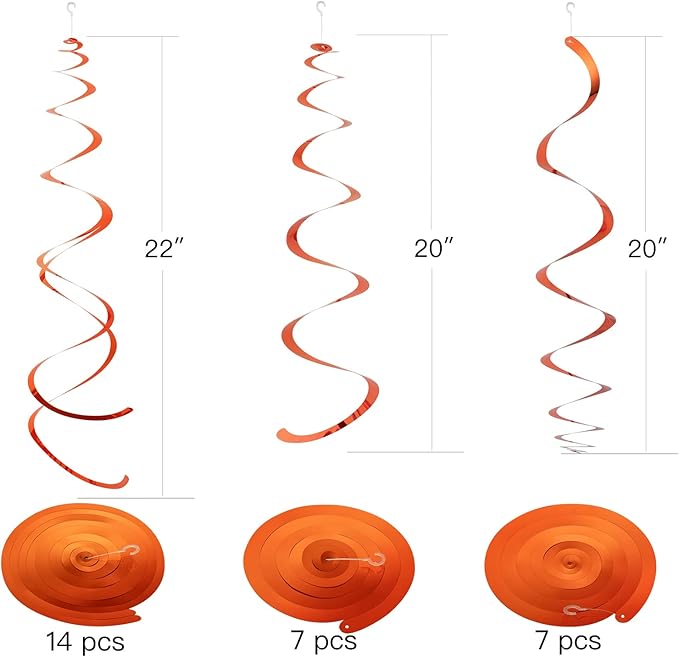 WEVEN Orange Party Hanging Swirl Decorations Plastic Streamer - Image 2