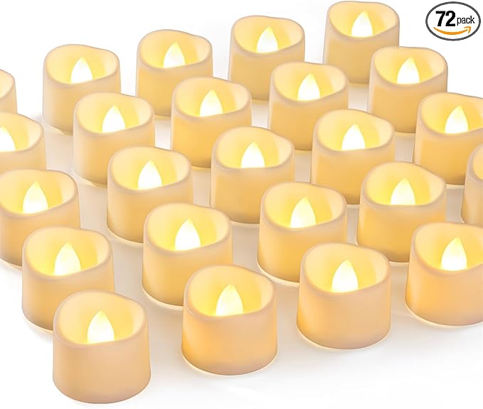 Homemory 72-Pack Novelty Flickering Flameless Tea Lights, 200+Hours Battery by Homemory