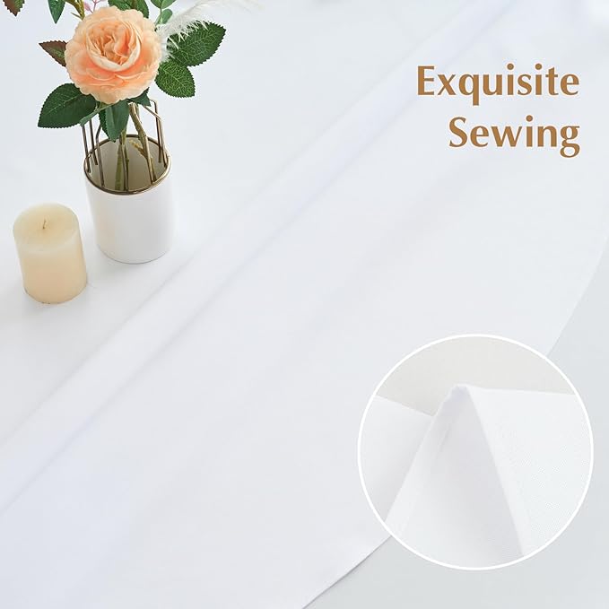 2 Pack Round Table Cloth 60 Inch White Tablecloth Washable Polyester Solid - Image 3