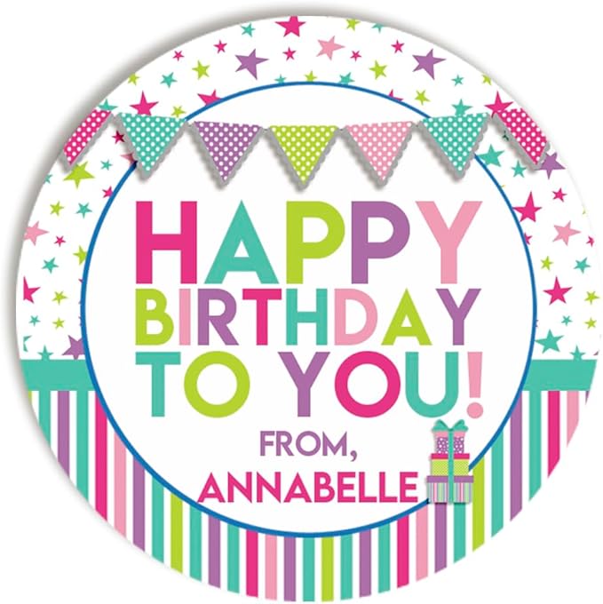 Custom & Personalized Happy Birthday to You Gift Tag Sticker Labels in Pastel by AmandaCreation