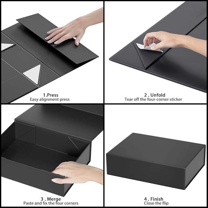 Black Gift Boxes 11.9" x 8.5" x 3.3" - Image 3