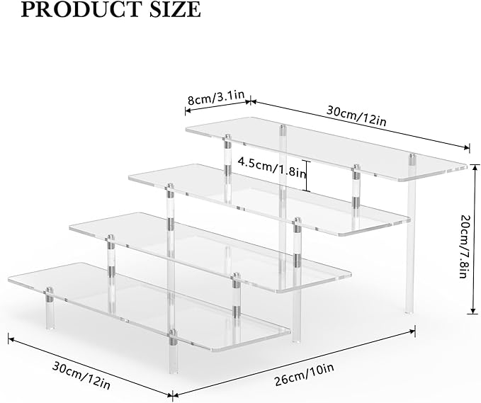 Acrylic Display Riser Stand Shelf Clear 4 Tier Cupcake Stand Perfume Display - Image 2