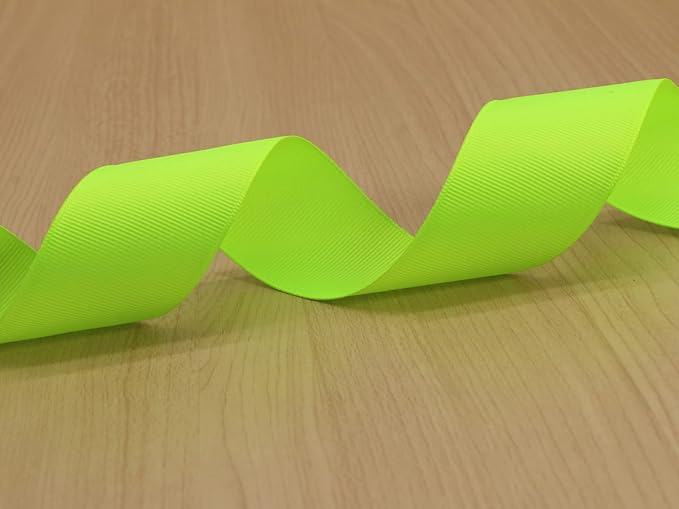 One Roll 50 Yards Soild Neon Green Grosgrain Ribbon 1 1/2 inch Flower Bouquets - Image 3