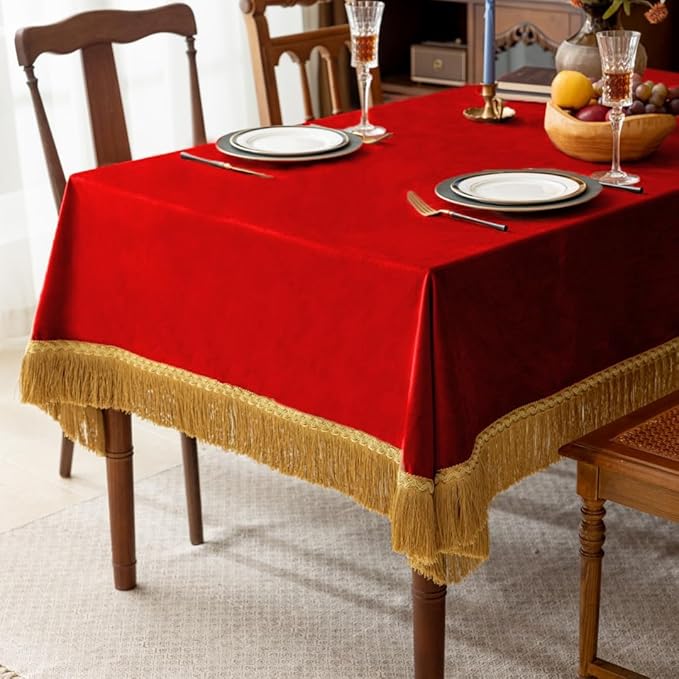 F-CHU Small Square Tablecloth 36 x 36 Inch Velvet Christmas Table Cloth Solid - Image 3