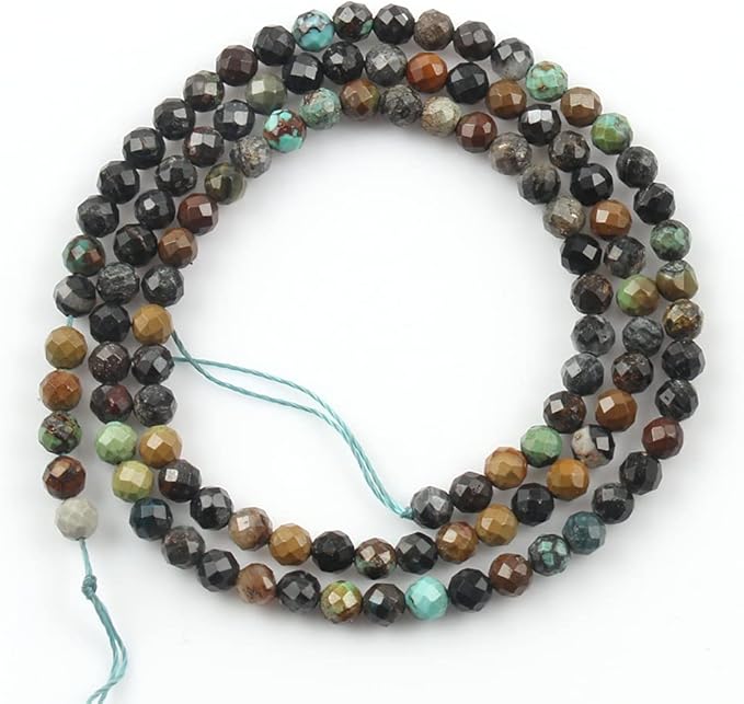 Song Xi 120pcs 3mm Natural African Turquoise Gemstone Beads Faceted Round Loose - Image 2