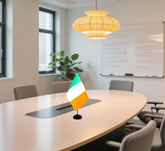 Ireland Desk Flag 12" Solid Pole Deluxe Set Irish Flags Banner Mini Small - Image 6