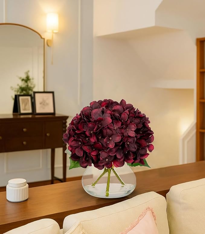 Hollyone Dark Red Fall Hydrangea Artificial Flowers - Image 5
