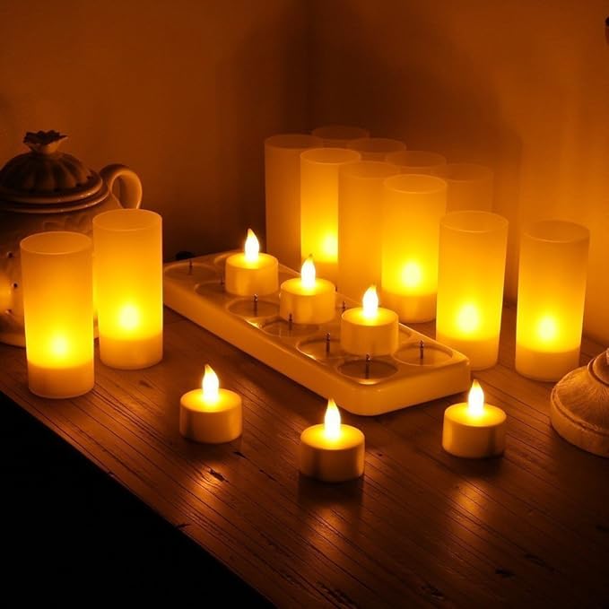 WoneNice USB Rechargeable Flameless Candles, 12 Pack LED Tea Lights - Image 5