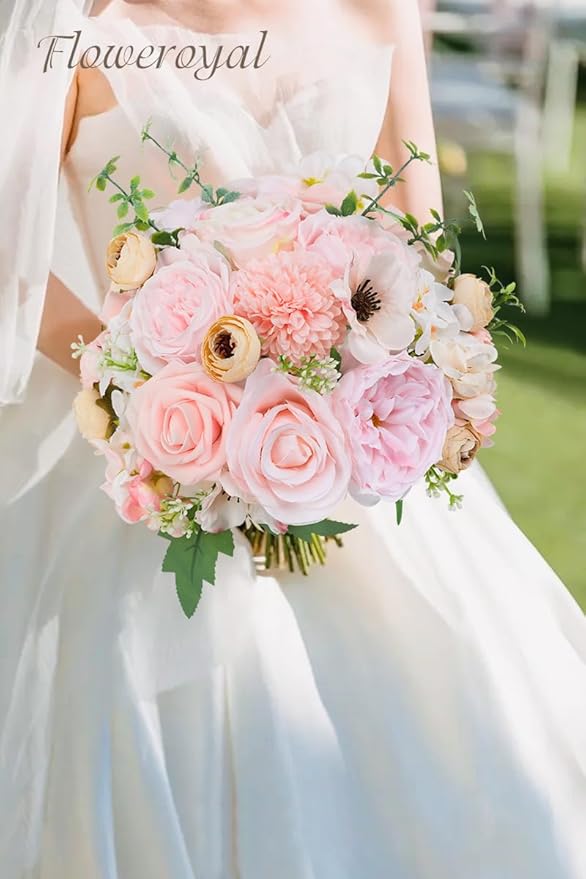 Floweroyal Artificial Flowers Combo Pink Flowers Mix Silk Flowers Roses Peonies - Image 7